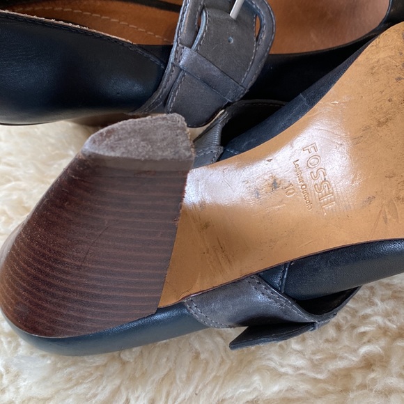 Fossil leather stacked heel shoes size 10 - Picture 9 of 10
